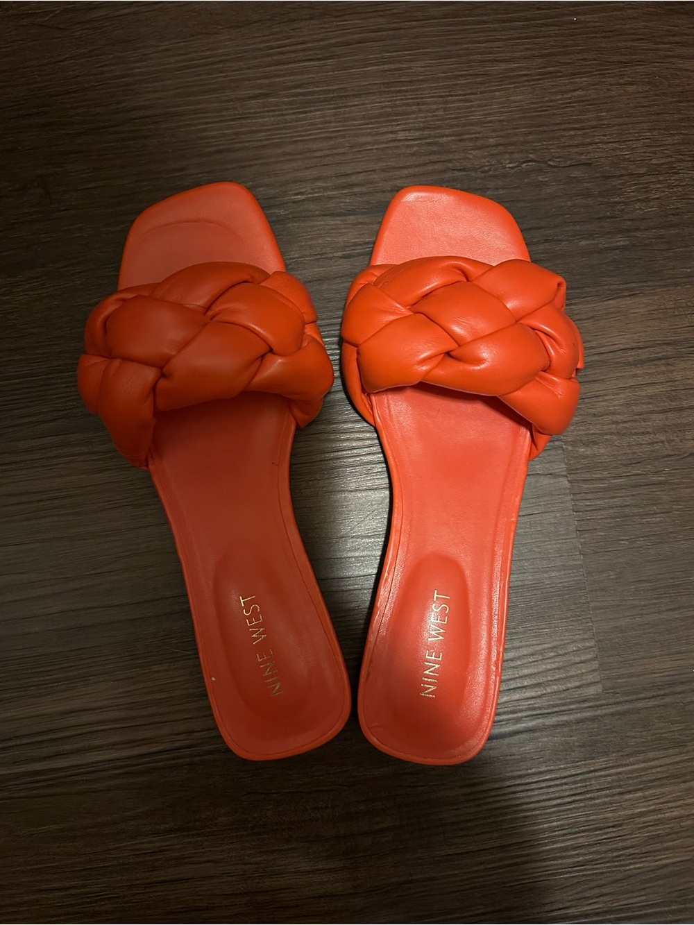 Nine West Orange Braided Slide Sandals